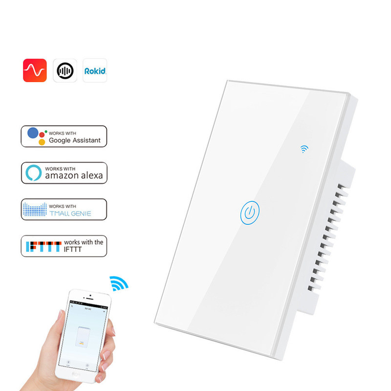 1/2/3 Gang WiFi RF Smart Switch 100V Smart Touch Wall Switch 2 Way